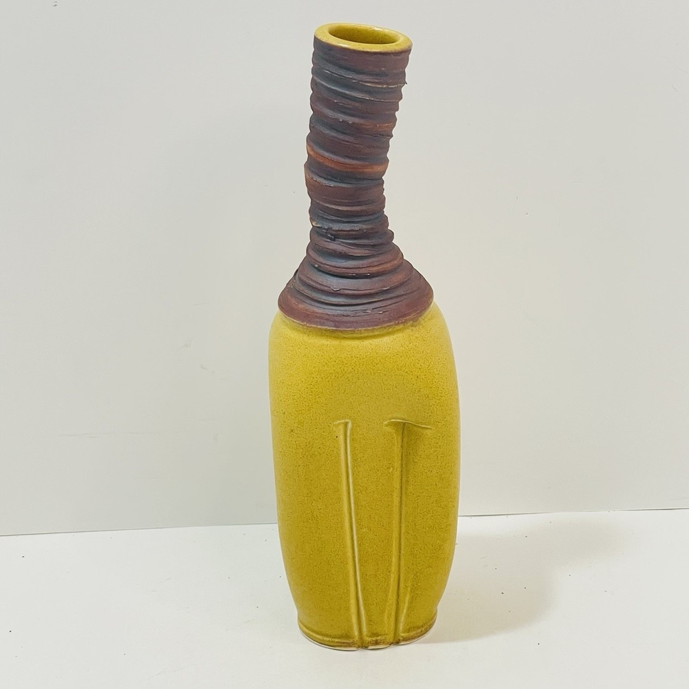 Tom Coleman Studio Art Pottery Porcelain Bud Vase Yellow Signed